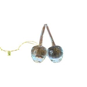 Glass Cherry On Stem Hanging Ornament Decoration Figurine‎